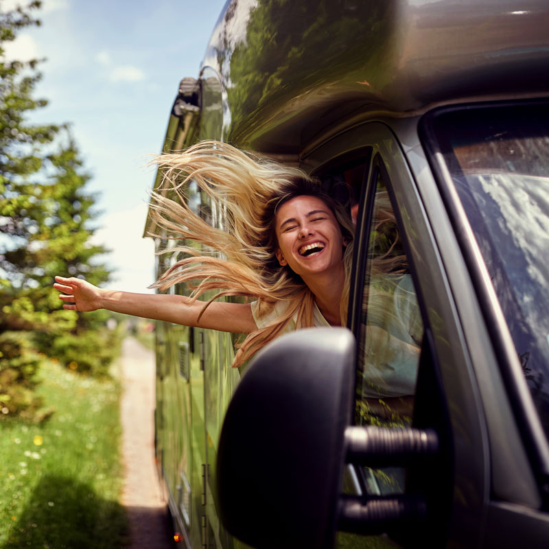 Image - Woman riding in RV.